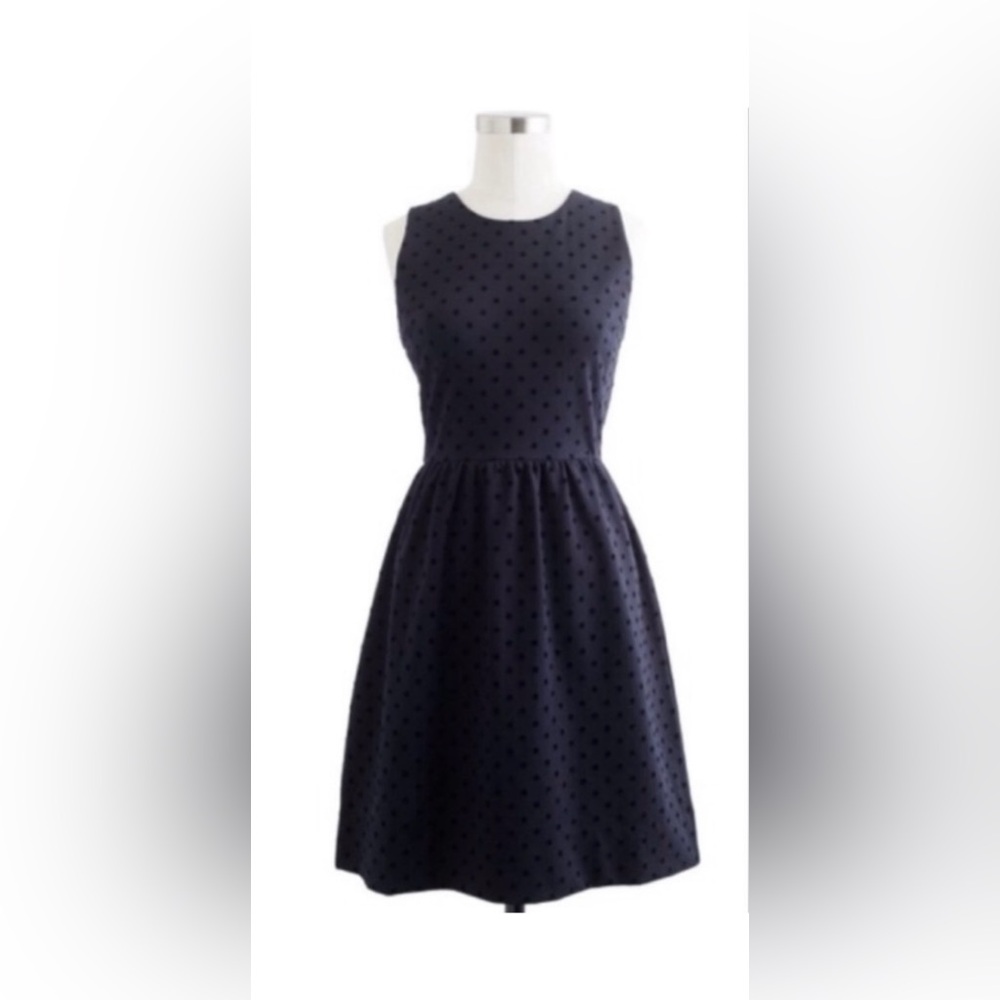 J.Crew Ponte Fit and Flare Velvet Polkadot Dress L. Very good used condition